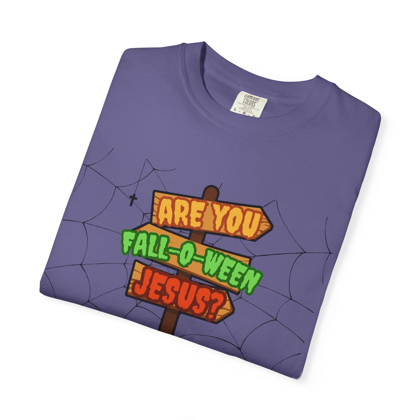 Fall-o-Ween Jesus T-shirt, Unisex Garment-Dyed Tee, Halloween T-shirt, Fall Celebration Apparel, Fun Family Outfit