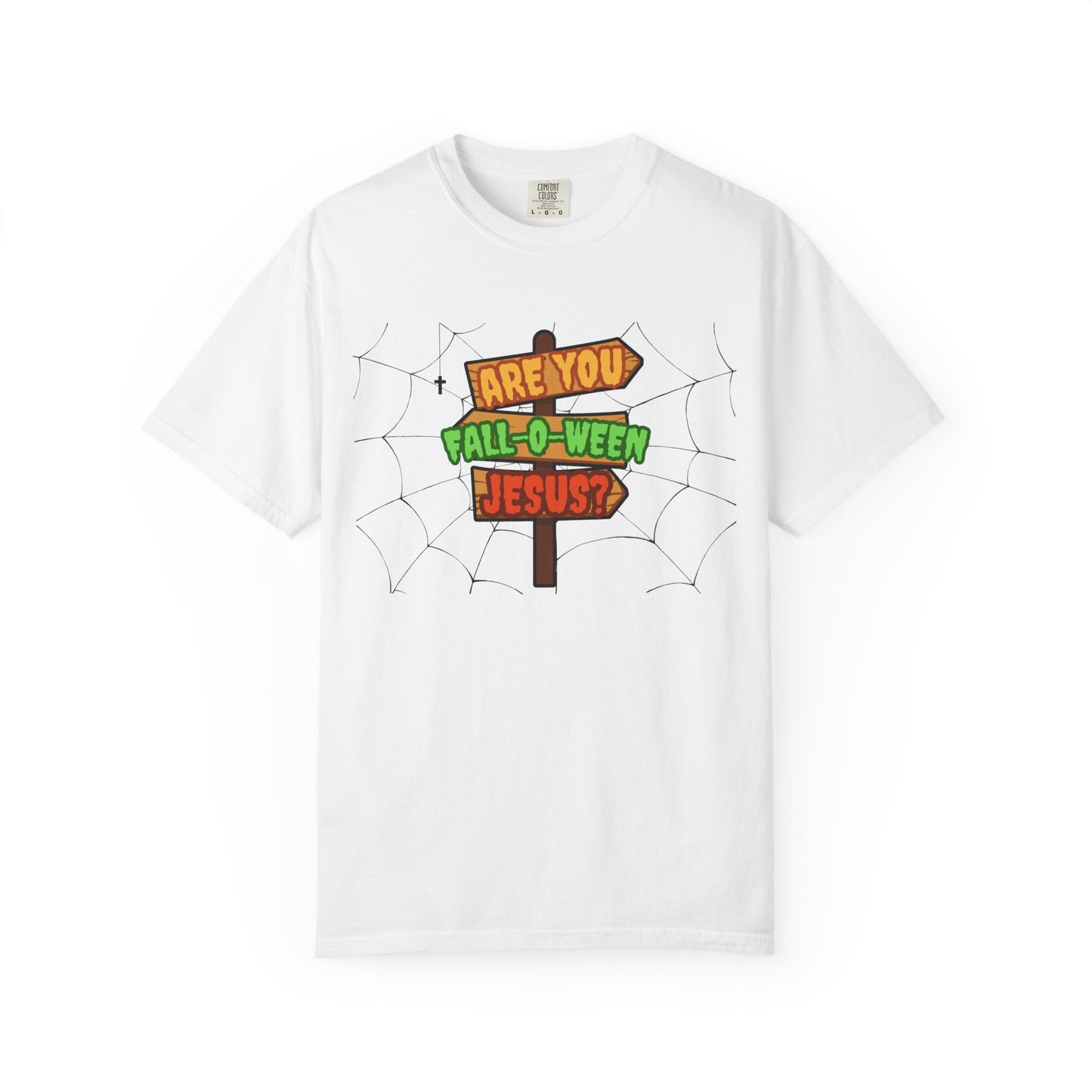 Fall-o-Ween Jesus T-shirt, Unisex Garment-Dyed Tee, Halloween T-shirt, Fall Celebration Apparel, Fun Family Outfit
