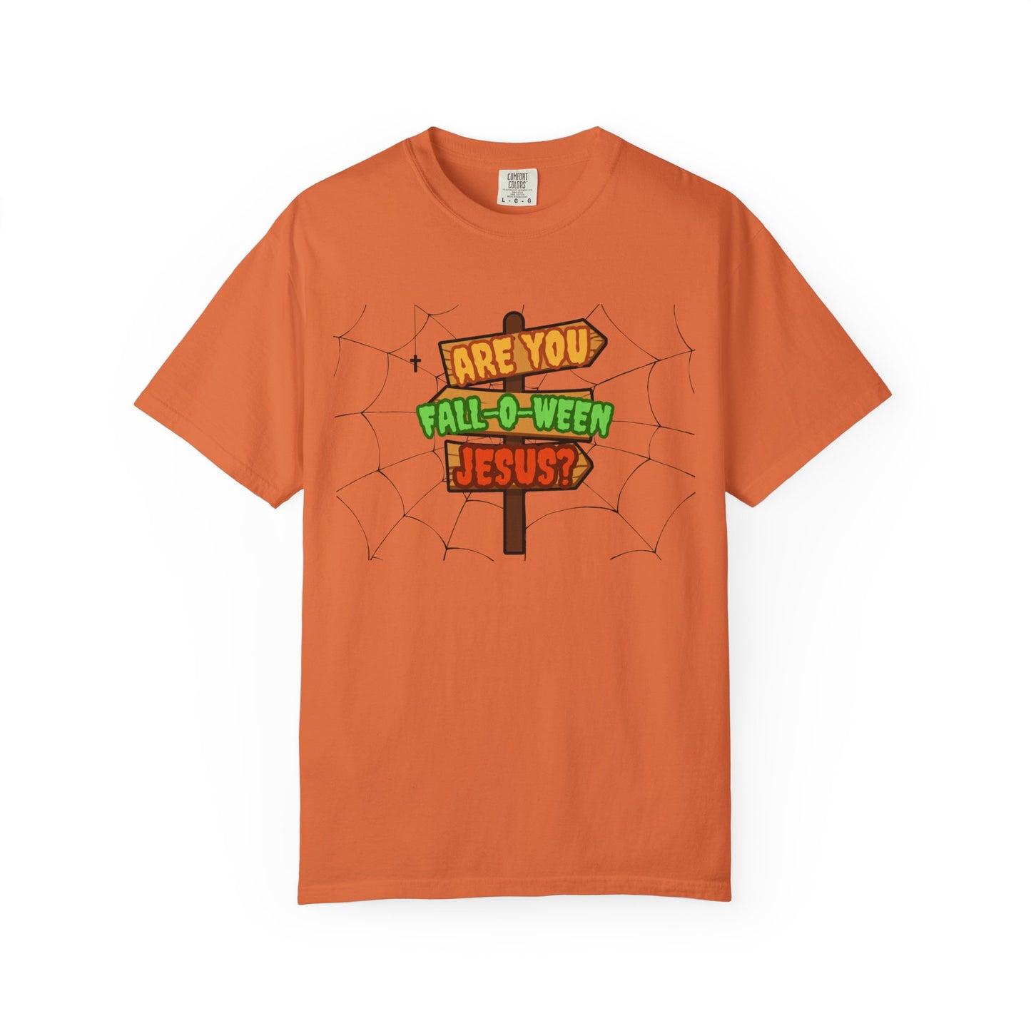 Fall-o-Ween Jesus T-shirt, Unisex Garment-Dyed Tee, Halloween T-shirt, Fall Celebration Apparel, Fun Family Outfit