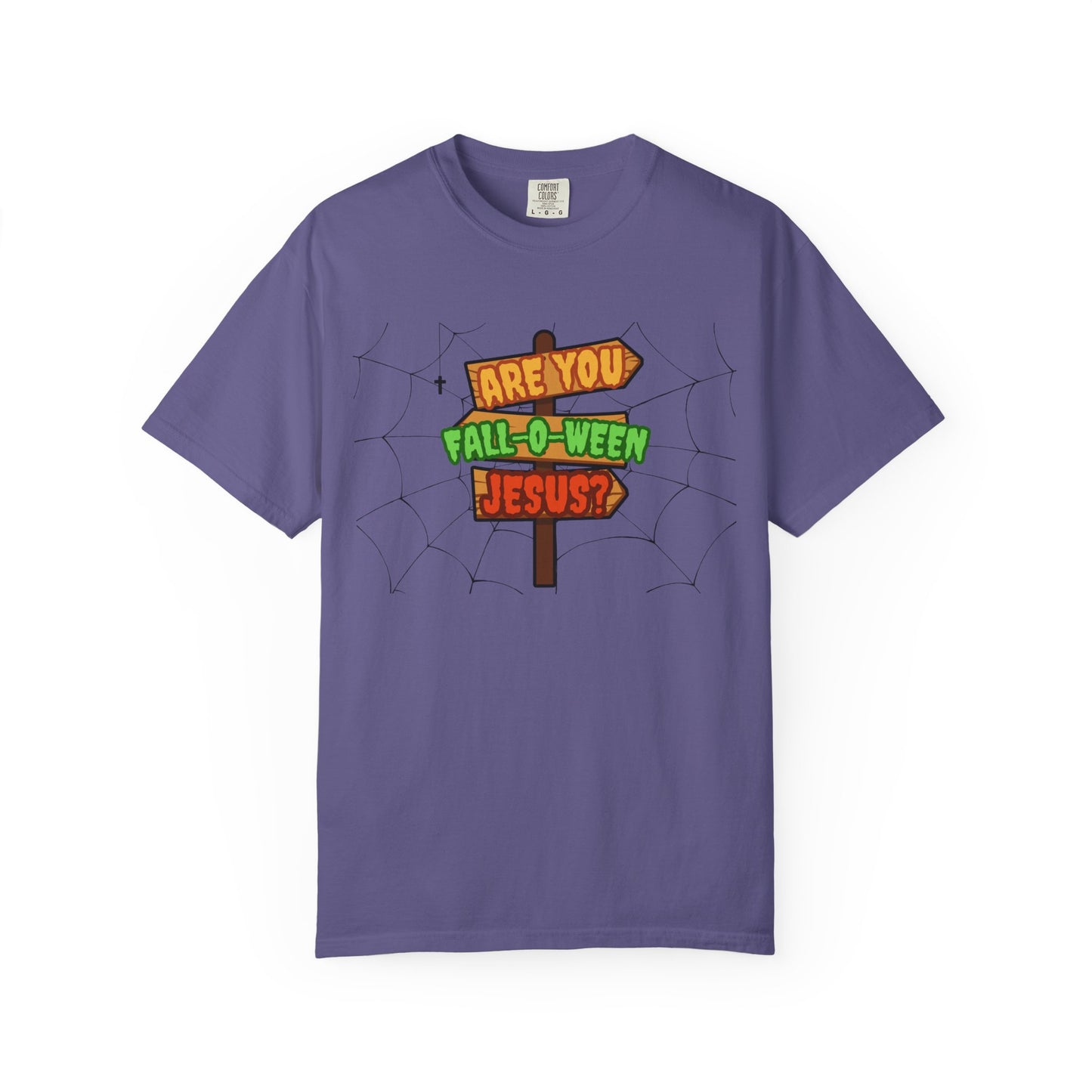 Fall-o-Ween Jesus T-shirt, Unisex Garment-Dyed Tee, Halloween T-shirt, Fall Celebration Apparel, Fun Family Outfit
