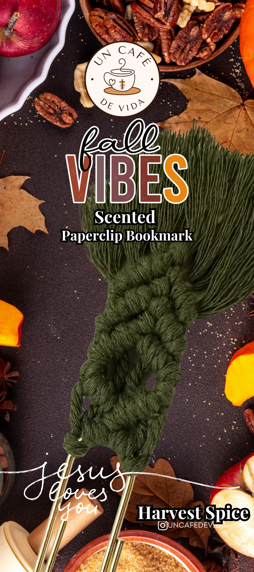 Fall Vibes  scented Bookmarks Giant Paperclips Macrame