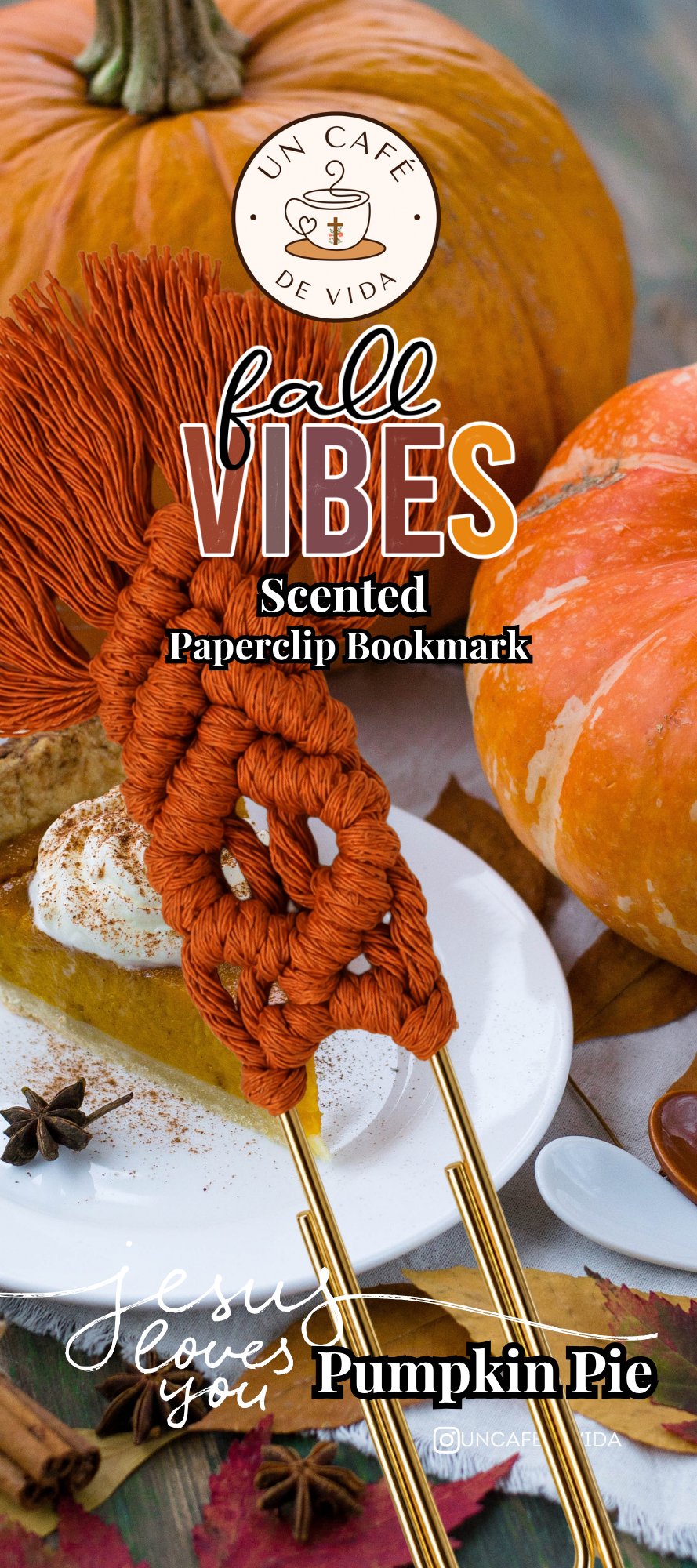 Fall Vibes  scented Bookmarks Giant Paperclips Macrame