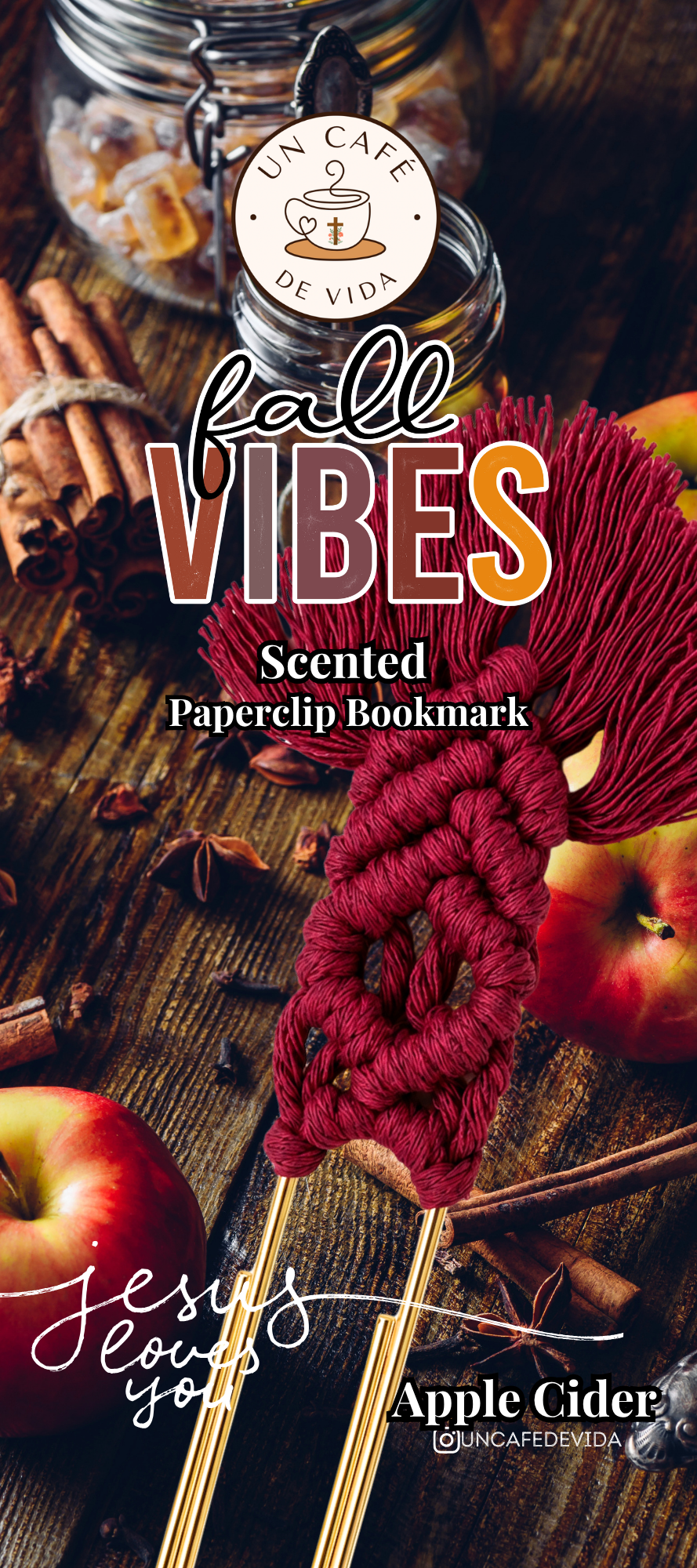 Fall Vibes  scented Bookmarks Giant Paperclips Macrame
